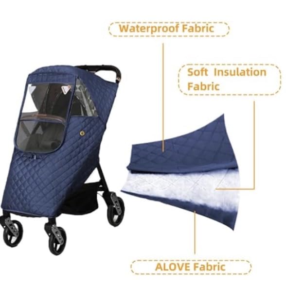 Blue Winter Stroller Weather Shield Universal,Baby Stroller Rain Cover Waterproof,Travel Strollers Raincoat,Pushchairs Accessories,for Colder Weather,Protect from Snow Wind Sun Dust