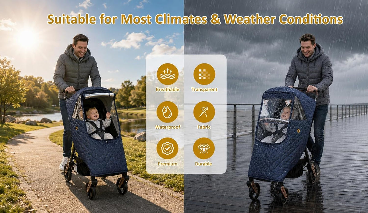 Blue Winter Stroller Weather Shield Universal,Baby Stroller Rain Cover Waterproof,Travel Strollers Raincoat,Pushchairs Accessories,for Colder Weather,Protect from Snow Wind Sun Dust