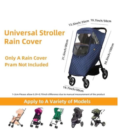 Blue Winter Stroller Weather Shield Universal,Baby Stroller Rain Cover Waterproof,Travel Strollers Raincoat,Pushchairs Accessories,for Colder Weather,Protect from Snow Wind Sun Dust