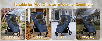 Blue Winter Stroller Weather Shield Universal,Baby Stroller Rain Cover Waterproof,Travel Strollers Raincoat,Pushchairs Accessories,for Colder Weather,Protect from Snow Wind Sun Dust