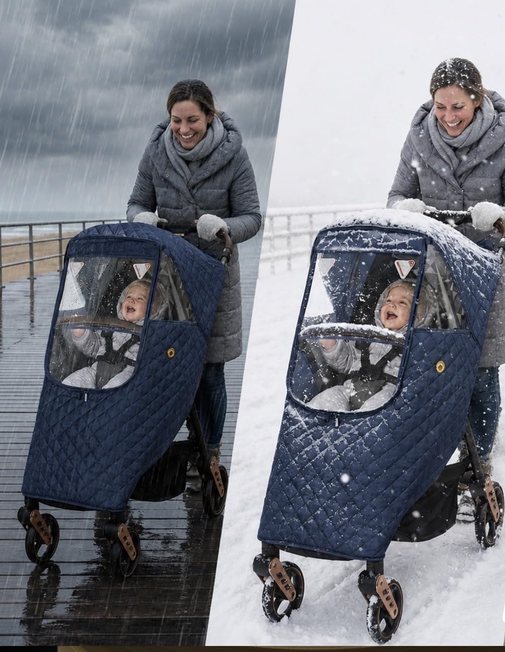 Blue Winter Stroller Weather Shield Universal,Baby Stroller Rain Cover Waterproof,Travel Strollers Raincoat,Pushchairs Accessories,for Colder Weather,Protect from Snow Wind Sun Dust