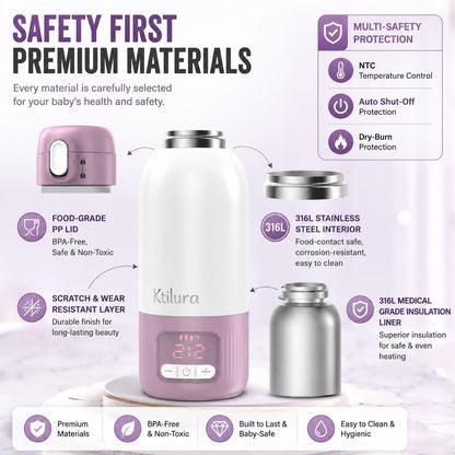 Portable Bottle Warmer for Travel, Fast Heating Milk Warmer