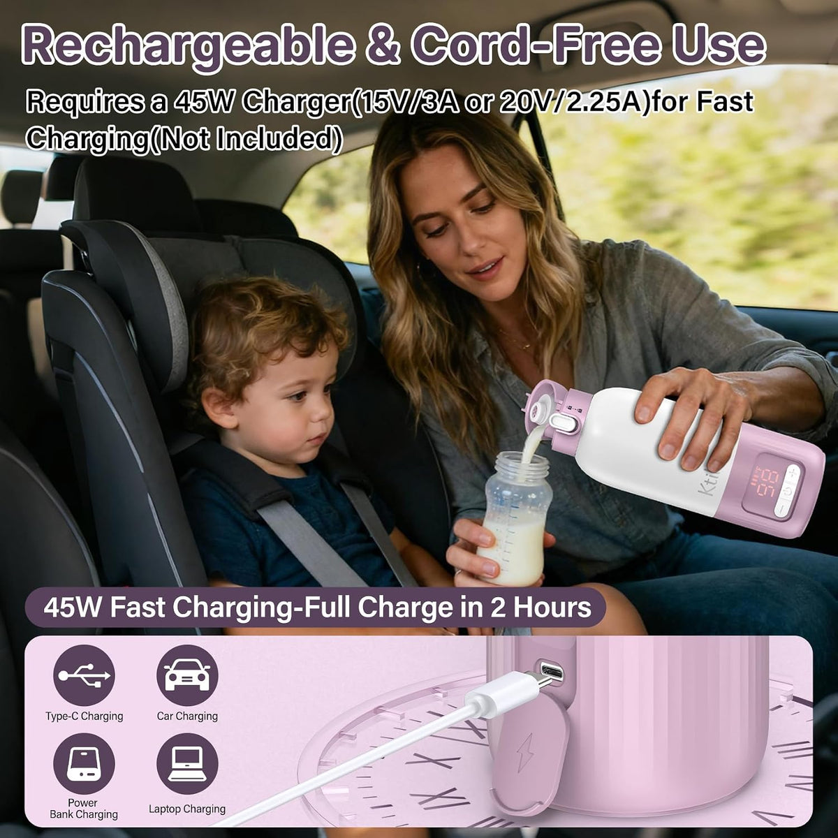 Portable Bottle Warmer for Travel, Fast Heating Milk Warmer