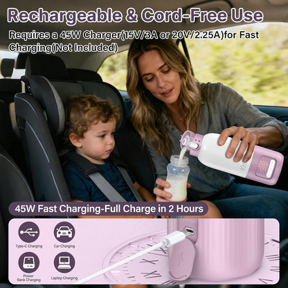 Portable Bottle Warmer for Travel, Fast Heating Milk Warmer