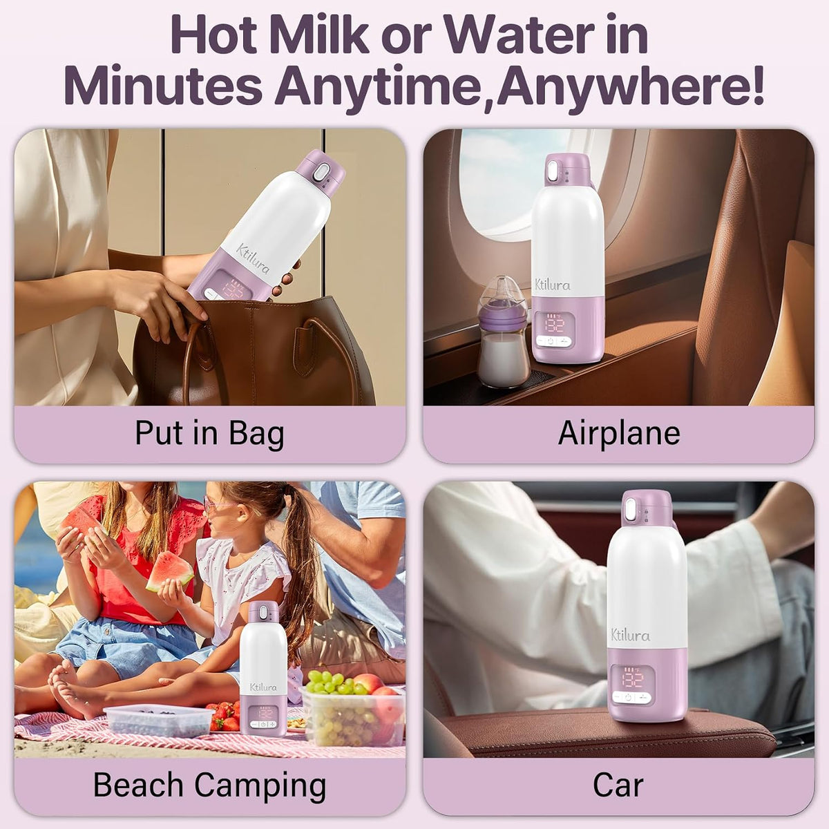 Portable Bottle Warmer for Travel, Fast Heating Milk Warmer