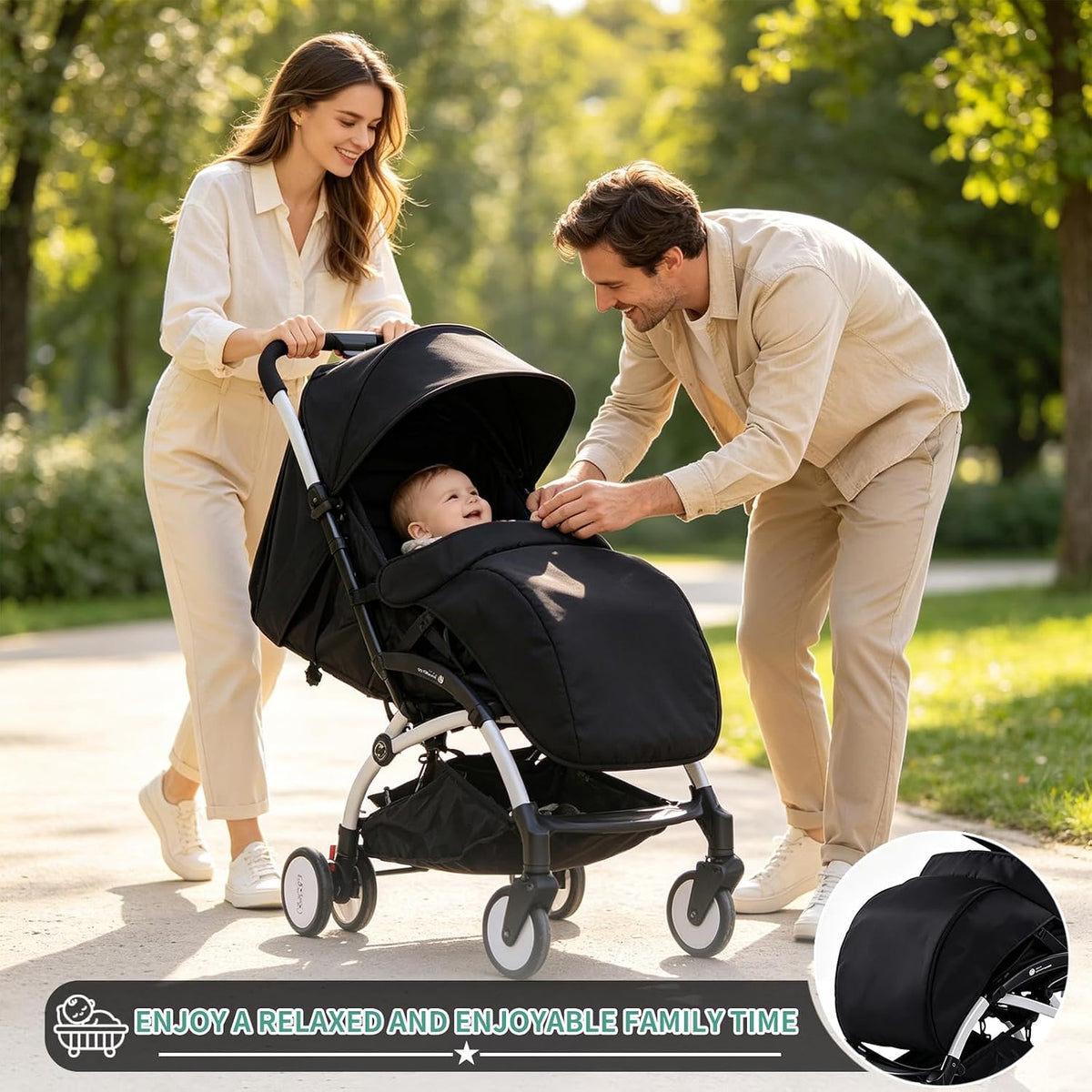 Stroller Leg Shade, Stroller Sun Shade Universal Sunlight Protection, Black