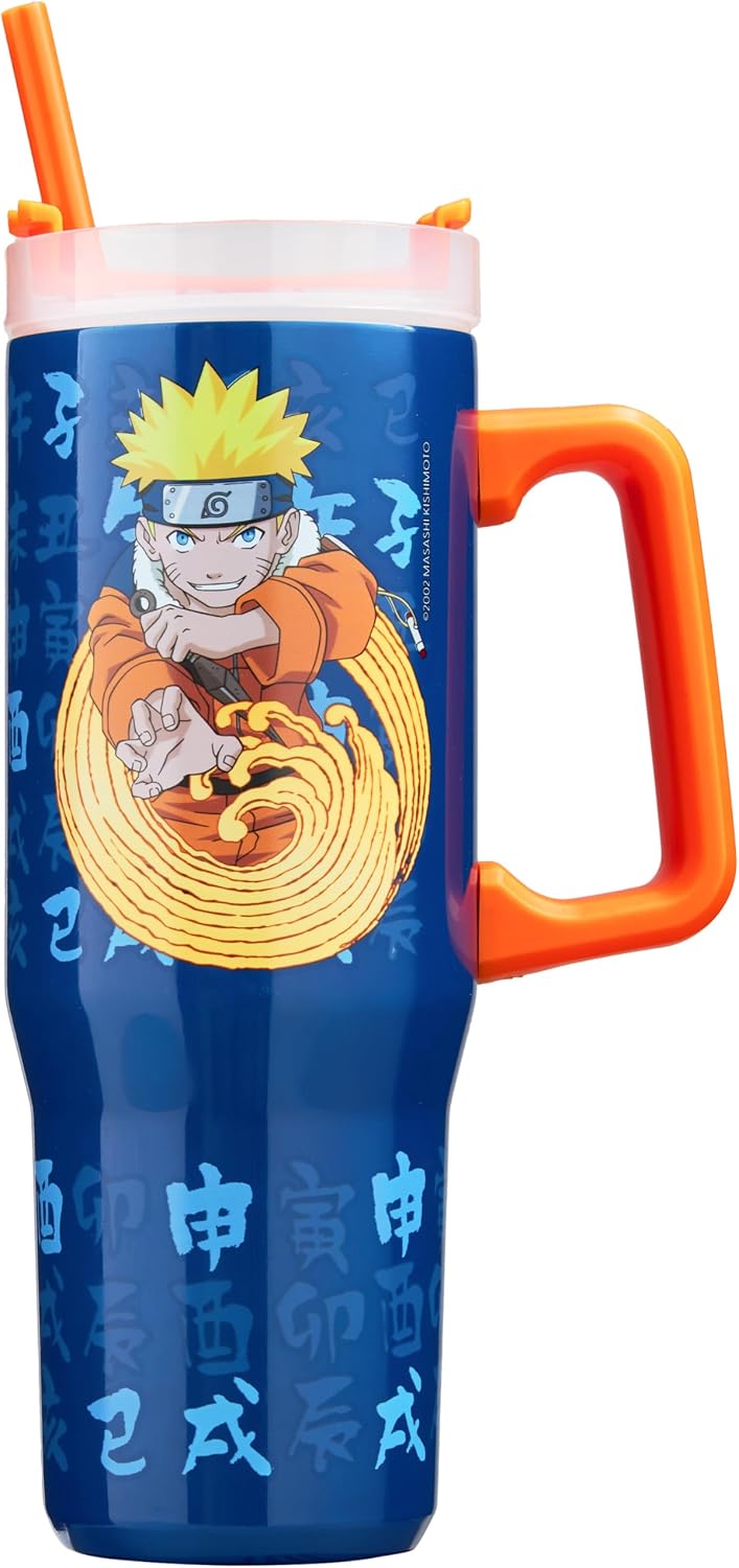One Piece Tumbler with Handle and Straw 32 oz, Keeps Hot 8 Hrs, Cold 12H & Ice 42H, BPA-Free Insulated Stainless Steel Water Bottle, Travel Mug, Anime Gifts (Multi One Piece)