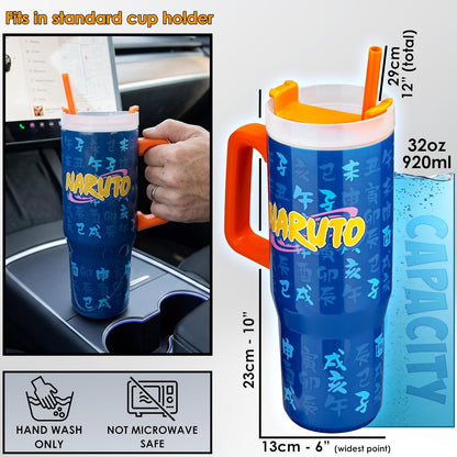 One Piece Tumbler with Handle and Straw 32 oz, Keeps Hot 8 Hrs, Cold 12H & Ice 42H, BPA-Free Insulated Stainless Steel Water Bottle, Travel Mug, Anime Gifts (Multi One Piece)