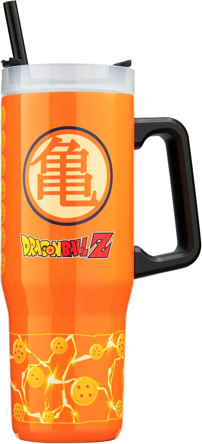 One Piece Tumbler with Handle and Straw 32 oz, Keeps Hot 8 Hrs, Cold 12H & Ice 42H, BPA-Free Insulated Stainless Steel Water Bottle, Travel Mug, Anime Gifts (Multi One Piece)