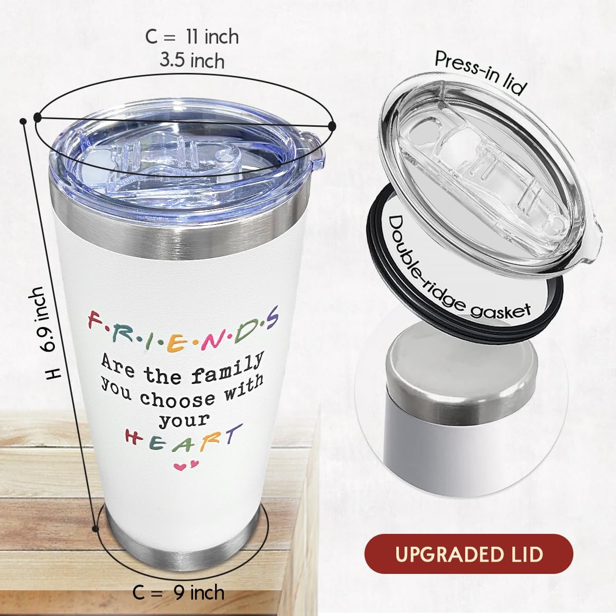 Friendship Gifts for Women Friends, 20 oz Stainless Steel Tumbler, Birthday, Christmas, Friendship Day Gifts for Friend, Bestie, BFF, Coworker, Woman, Female