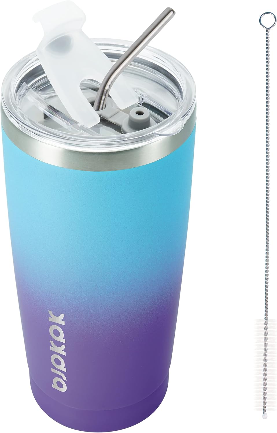 20 oz Coffee Tumbler with Lid, Straw, Insulated Stainless Steel Mug | Double Wall Vacuum, Keeps Hot/Cold, BPA Free, Leak Proof, Iced Coffee Cup Fit Car Holder, Travel & Beach Ready, Turquoise - Colors A