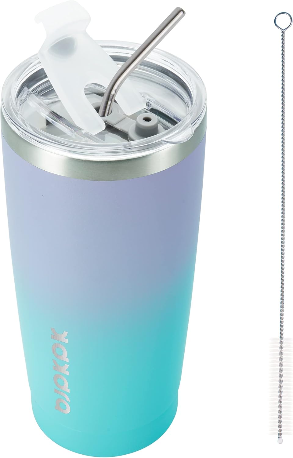20 oz Coffee Tumbler with Lid, Straw, Insulated Stainless Steel Mug | Double Wall Vacuum, Keeps Hot/Cold, BPA Free, Leak Proof, Iced Coffee Cup Fit Car Holder, Travel & Beach Ready, Turquoise - Colors A