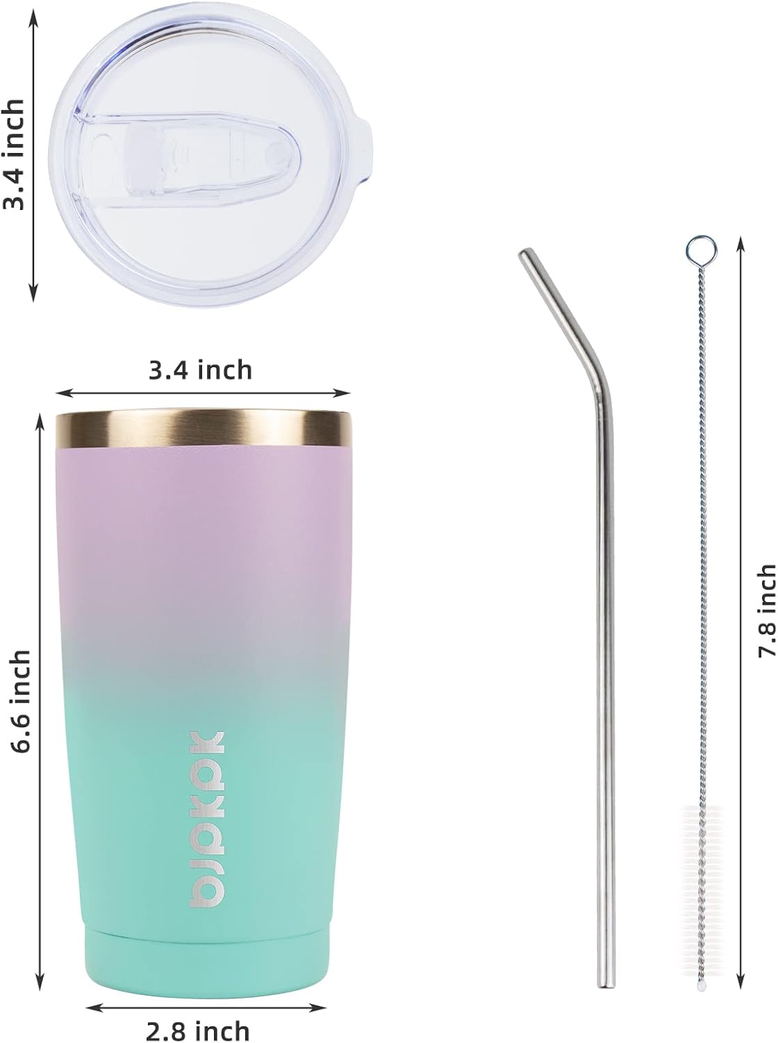 20 oz Coffee Tumbler with Lid, Straw, Insulated Stainless Steel Mug | Double Wall Vacuum, Keeps Hot/Cold, BPA Free, Leak Proof, Iced Coffee Cup Fit Car Holder, Travel & Beach Ready, Turquoise - Colors A
