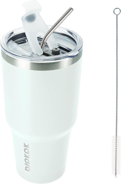 20 oz Coffee Tumbler with Lid, Straw, Insulated Stainless Steel Mug | Double Wall Vacuum, Keeps Hot/Cold, BPA Free, Leak Proof, Iced Coffee Cup Fit Car Holder, Travel & Beach Ready, Turquoise - Colors A
