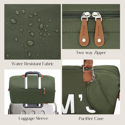6pcs Large Diaper Bag Tote with Changing Pad & 2 Organized Pouches, Mom's Bag for Hospital with Pacifier Case, Straps, Stroller Hook, Baby Diaper Bag for Weekender Travel