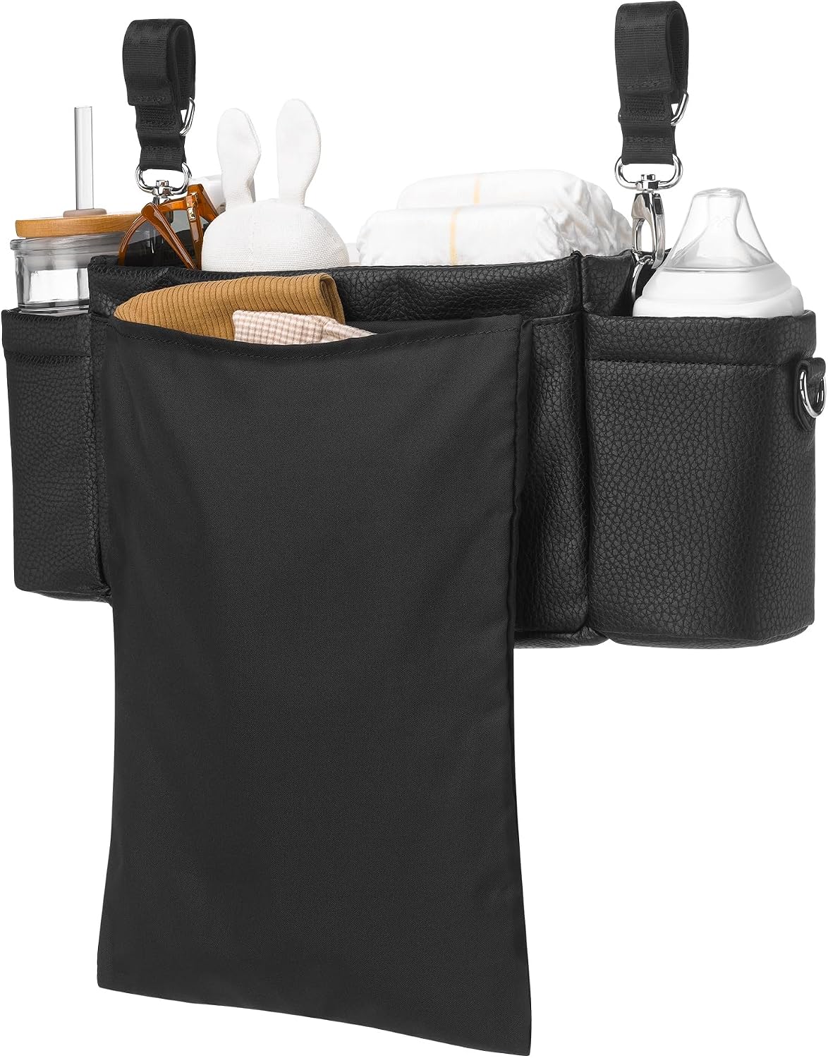 Wander Stroller Caddy Deluxe, Perfect for Organization, Multiple Carry Positions, Fits Most Strollers, Ebony