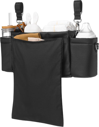 Wander Stroller Caddy Deluxe, Perfect for Organization, Multiple Carry Positions, Fits Most Strollers, Ebony