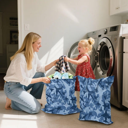 Airplanes Blue Waterproof Travel Laundry Bag Easy Care 2-Pack