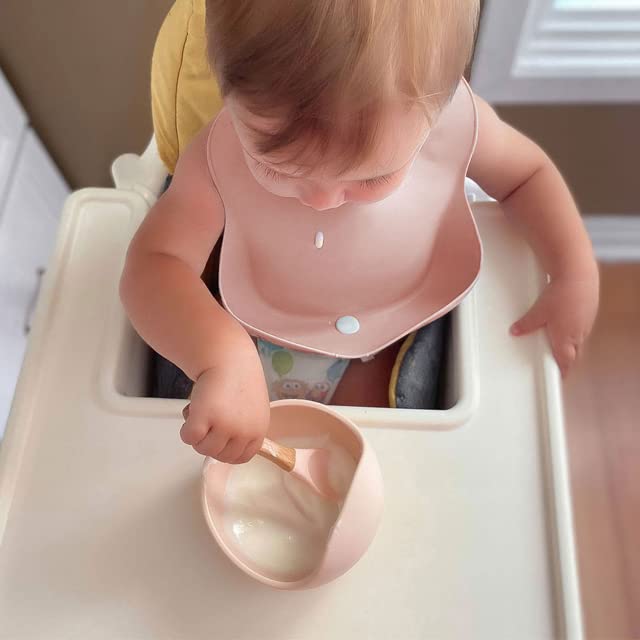 Suction Baby Bowl Silicone Bib Spoon Set 6 M+ (Hazy Green)