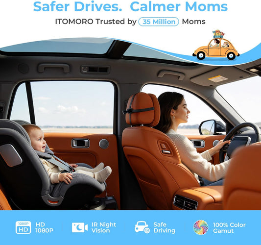 Baby Car Camera, Easily Install Baby Car Mirror 1080P Clear Car Baby Camera for Rear Facing Seat Backseat 4.3 inch Display
