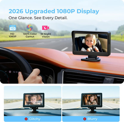 Baby Car Camera, Easily Install Baby Car Mirror 1080P Clear Car Baby Camera for Rear Facing Seat Backseat 4.3 inch Display