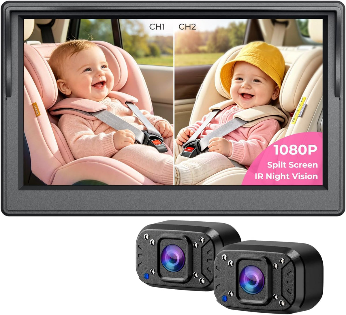 Baby Car Camera, Easily Install Baby Car Mirror 1080P Clear Car Baby Camera for Rear Facing Seat Backseat 4.3 inch Display