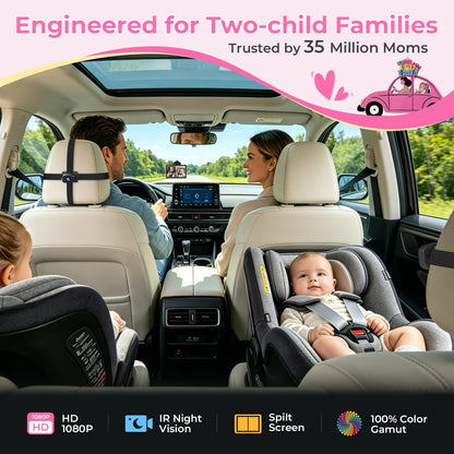 Baby Car Camera, Easily Install Baby Car Mirror 1080P Clear Car Baby Camera for Rear Facing Seat Backseat 4.3 inch Display