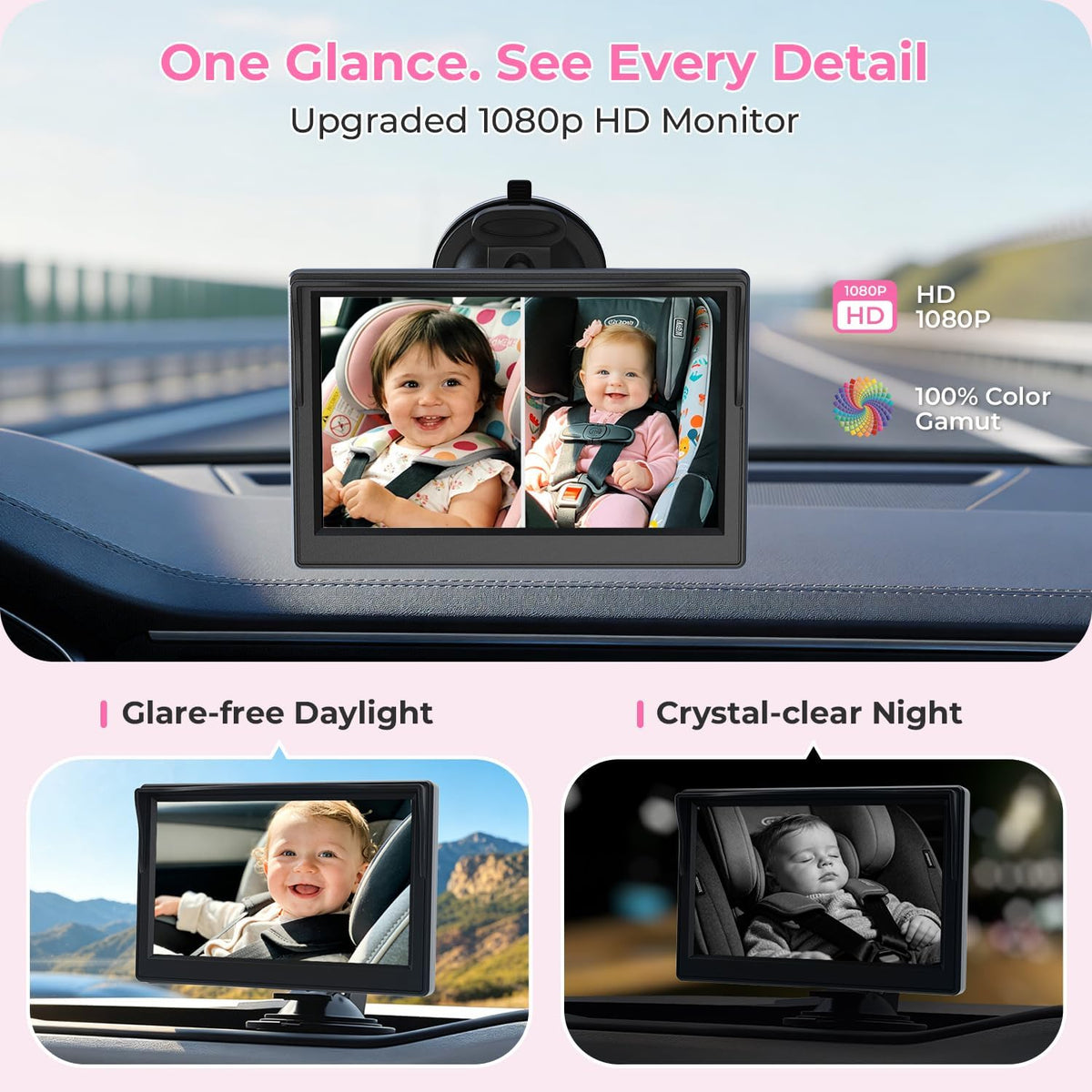 Baby Car Camera, Easily Install Baby Car Mirror 1080P Clear Car Baby Camera for Rear Facing Seat Backseat 4.3 inch Display