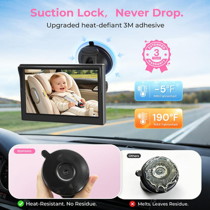 Baby Car Camera, Easily Install Baby Car Mirror 1080P Clear Car Baby Camera for Rear Facing Seat Backseat 4.3 inch Display