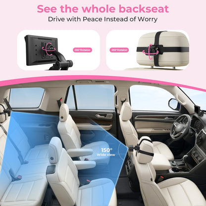 Baby Car Camera, Easily Install Baby Car Mirror 1080P Clear Car Baby Camera for Rear Facing Seat Backseat 4.3 inch Display