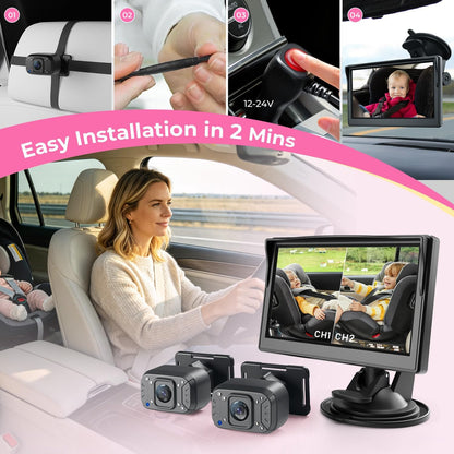 Baby Car Camera, Easily Install Baby Car Mirror 1080P Clear Car Baby Camera for Rear Facing Seat Backseat 4.3 inch Display