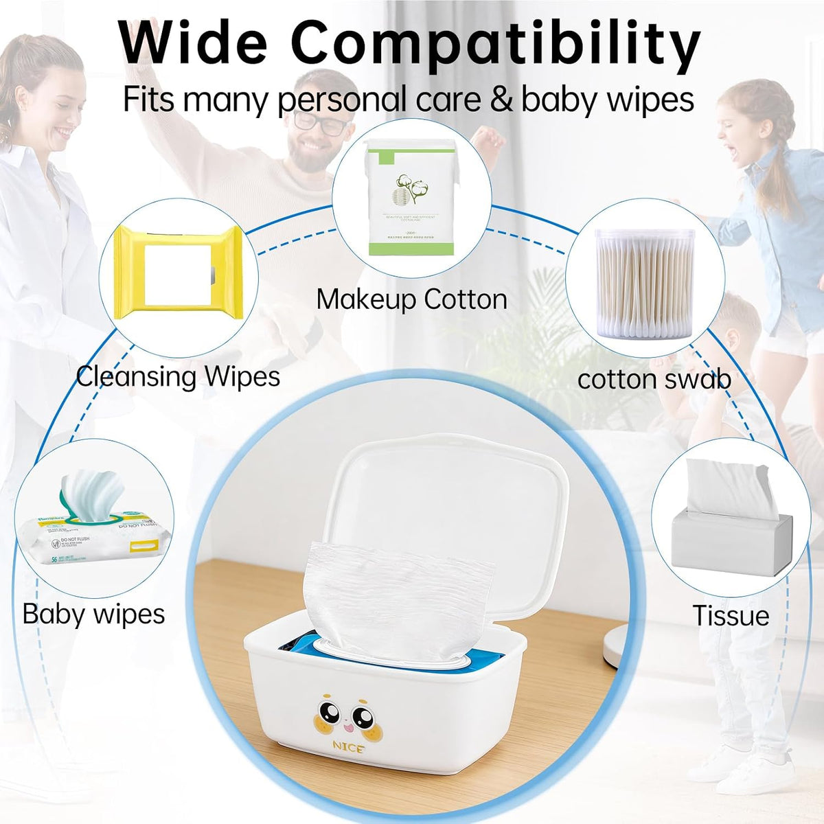 Flushable Wipes Dispenser Compatible with Cottonelle, Bathroom Wipes Holder Flushable Wipes Container Toilet Paper Wipes Dispenser, Bathroom Organizer Fits for Cottonelle (Only Wipes Dispenser)