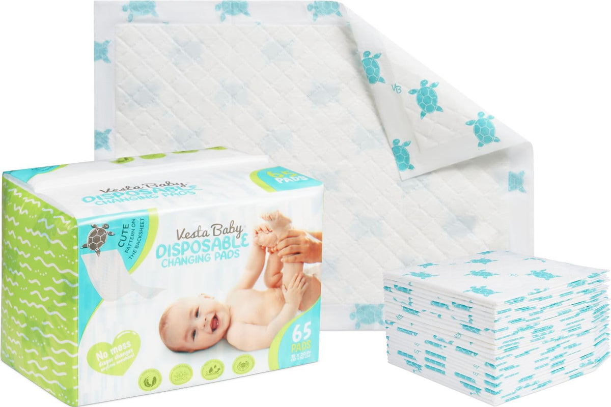 65 Disposable Changing Pads - Soft Absorbent Leak Proof Pee Mats - White Portable Diaper Change Underpads for Bed & Table Protection - 15" x 20" Waterproof Liners