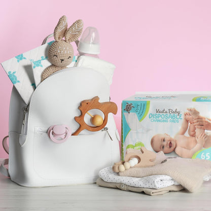 65 Disposable Changing Pads - Soft Absorbent Leak Proof Pee Mats - White Portable Diaper Change Underpads for Bed & Table Protection - 15" x 20" Waterproof Liners