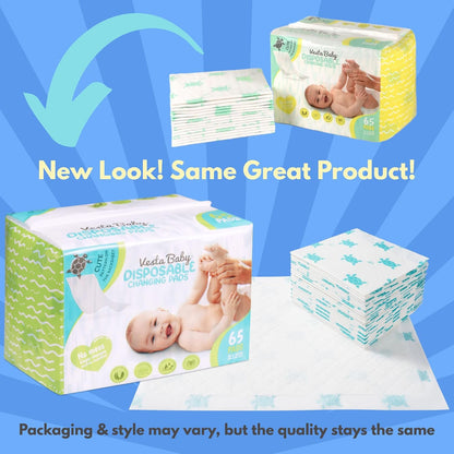 65 Disposable Changing Pads - Soft Absorbent Leak Proof Pee Mats - White Portable Diaper Change Underpads for Bed & Table Protection - 15" x 20" Waterproof Liners