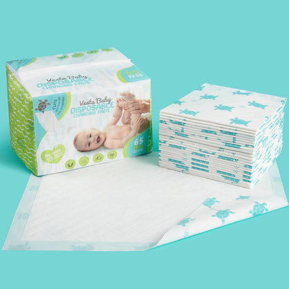 65 Disposable Changing Pads - Soft Absorbent Leak Proof Pee Mats - White Portable Diaper Change Underpads for Bed & Table Protection - 15" x 20" Waterproof Liners