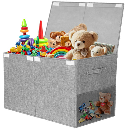 Large Toy Box Chest with Lid, Kids Toy Storage Organizer for Boys Girls, Big Toy Bin Basket Extra Large Toy Storage Box for Living Room Playroom Nursery 25"x13"x16"