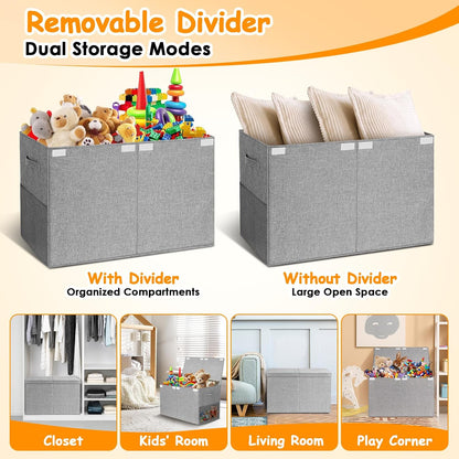 Large Toy Box Chest with Lid, Kids Toy Storage Organizer for Boys Girls, Big Toy Bin Basket Extra Large Toy Storage Box for Living Room Playroom Nursery 25"x13"x16"