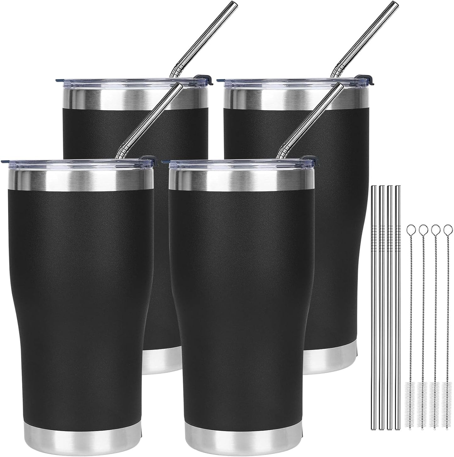 20oz Insulated Tumbler with Lid Straw Travel Coffee Mug Cup (Light/Purple) | Double Wall Vacuum Hot Iced Insulated Cup Stainless Steel Mug Leakproof Powder Coated Metal Tumbler for Men Women