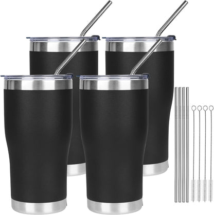 20oz Insulated Tumbler with Lid Straw Travel Coffee Mug Cup (Light/Purple) | Double Wall Vacuum Hot Iced Insulated Cup Stainless Steel Mug Leakproof Powder Coated Metal Tumbler for Men Women