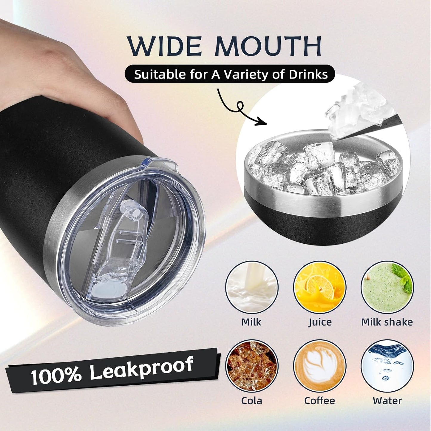 20oz Insulated Tumbler with Lid Straw Travel Coffee Mug Cup (Light/Purple) | Double Wall Vacuum Hot Iced Insulated Cup Stainless Steel Mug Leakproof Powder Coated Metal Tumbler for Men Women