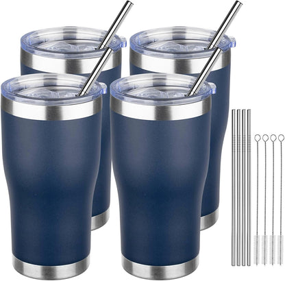 20oz Insulated Tumbler with Lid Straw Travel Coffee Mug Cup (Light/Purple) | Double Wall Vacuum Hot Iced Insulated Cup Stainless Steel Mug Leakproof Powder Coated Metal Tumbler for Men Women