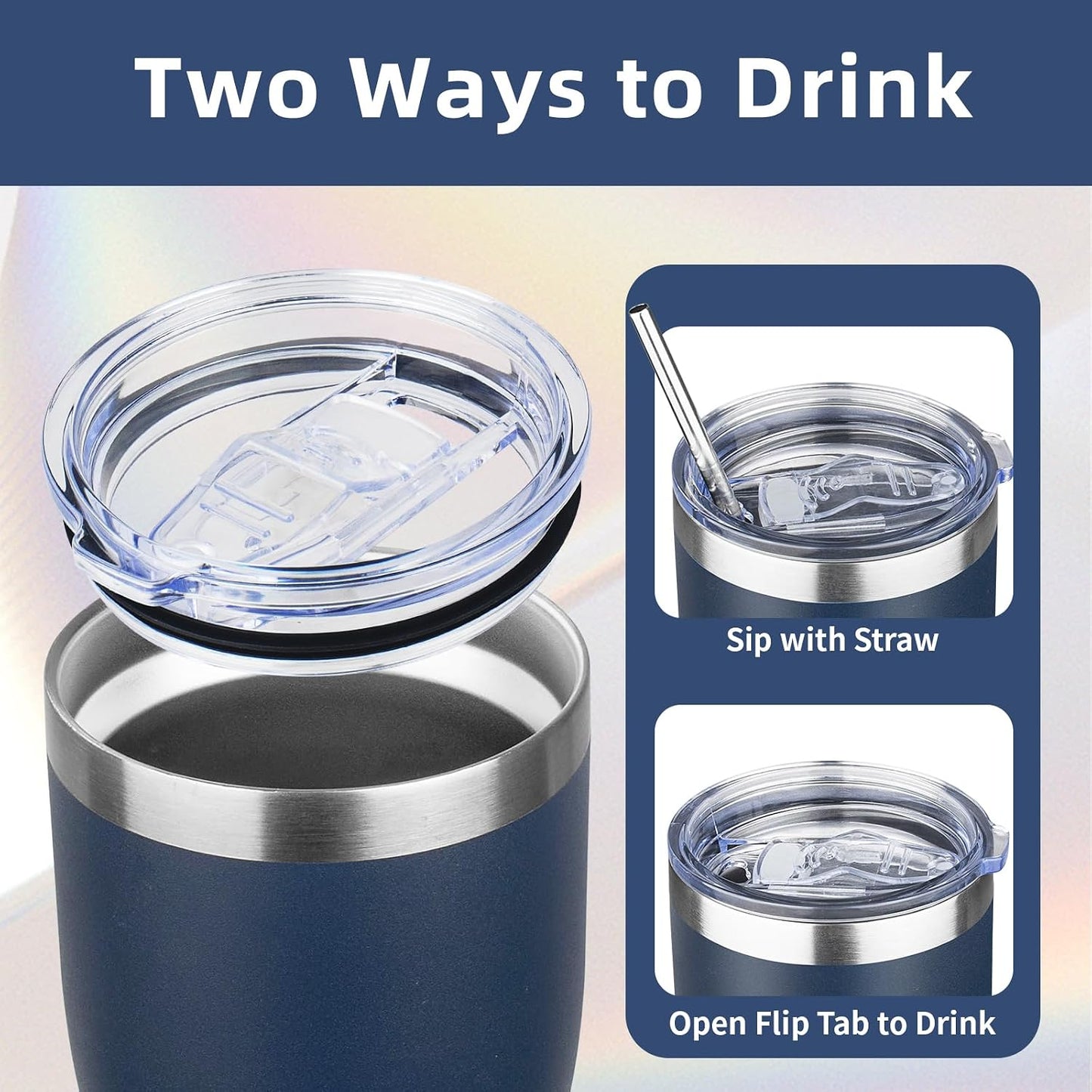 20oz Insulated Tumbler with Lid Straw Travel Coffee Mug Cup (Light/Purple) | Double Wall Vacuum Hot Iced Insulated Cup Stainless Steel Mug Leakproof Powder Coated Metal Tumbler for Men Women