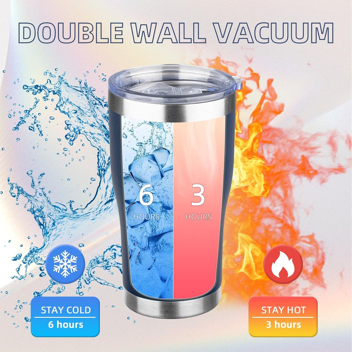 20oz Insulated Tumbler with Lid Straw Travel Coffee Mug Cup (Light/Purple) | Double Wall Vacuum Hot Iced Insulated Cup Stainless Steel Mug Leakproof Powder Coated Metal Tumbler for Men Women