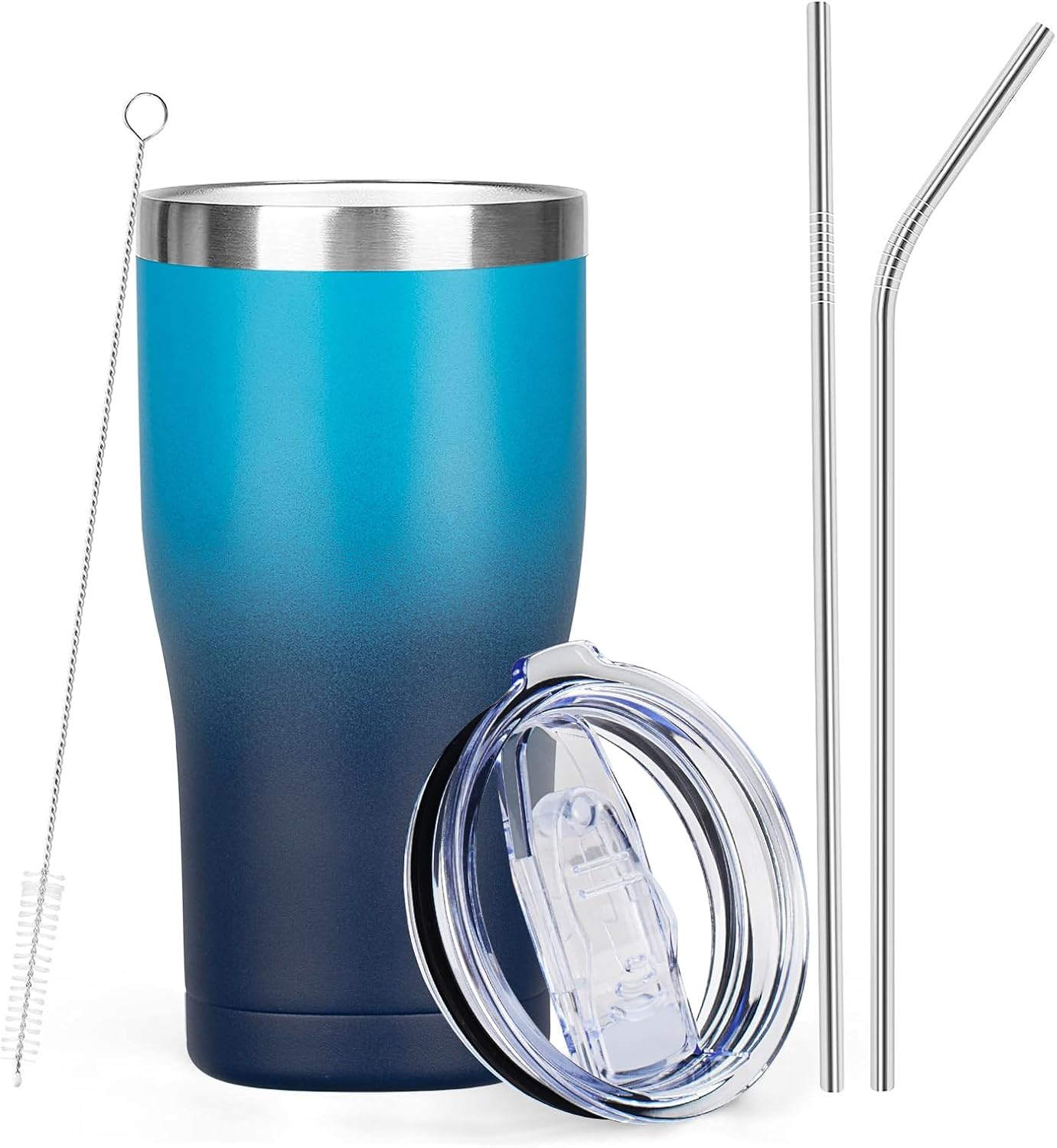 20oz Insulated Tumbler with Lid Straw Travel Coffee Mug Cup (Light/Purple) | Double Wall Vacuum Hot Iced Insulated Cup Stainless Steel Mug Leakproof Powder Coated Metal Tumbler for Men Women