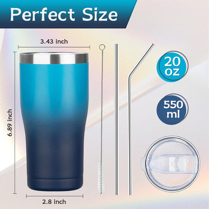 20oz Insulated Tumbler with Lid Straw Travel Coffee Mug Cup (Light/Purple) | Double Wall Vacuum Hot Iced Insulated Cup Stainless Steel Mug Leakproof Powder Coated Metal Tumbler for Men Women