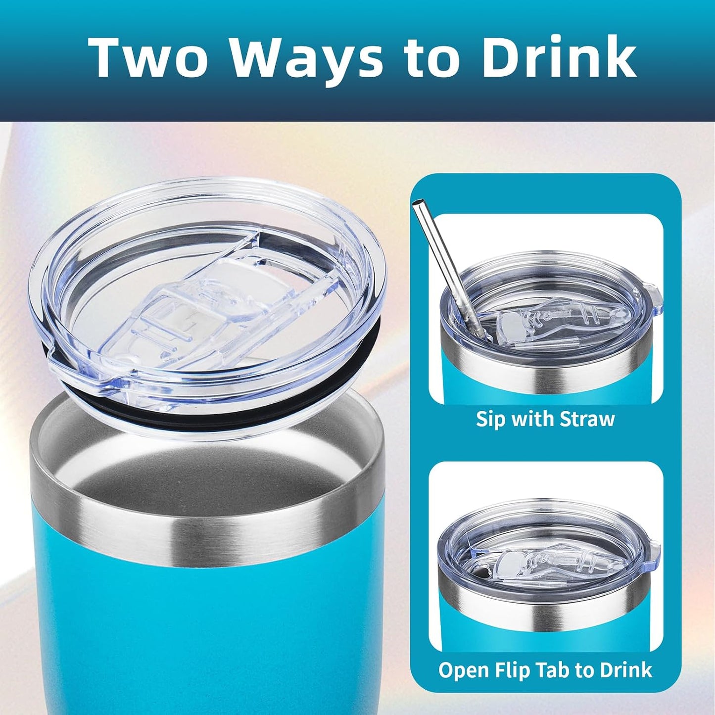 20oz Insulated Tumbler with Lid Straw Travel Coffee Mug Cup (Light/Purple) | Double Wall Vacuum Hot Iced Insulated Cup Stainless Steel Mug Leakproof Powder Coated Metal Tumbler for Men Women