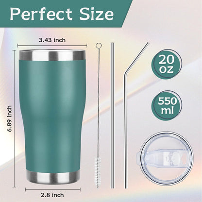 20oz Insulated Tumbler with Lid Straw Travel Coffee Mug Cup (Light/Purple) | Double Wall Vacuum Hot Iced Insulated Cup Stainless Steel Mug Leakproof Powder Coated Metal Tumbler for Men Women
