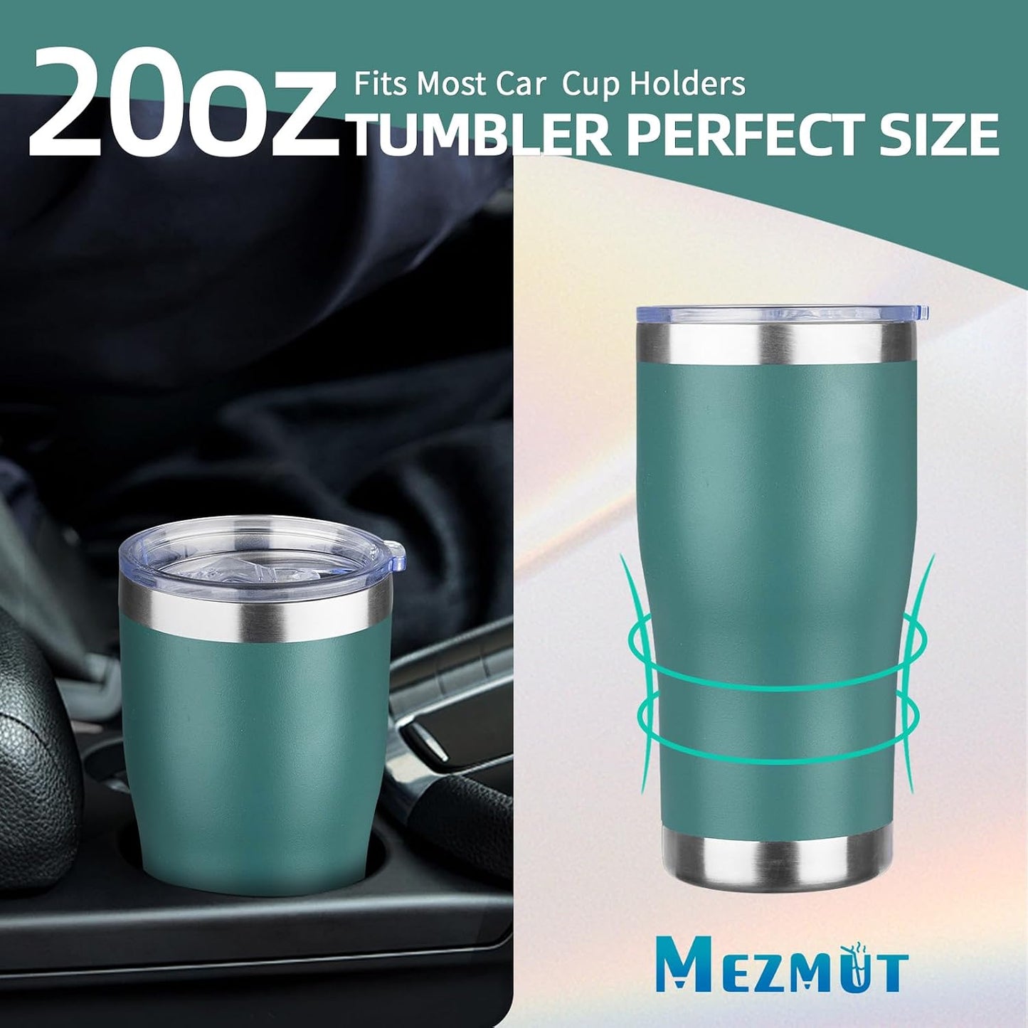20oz Insulated Tumbler with Lid Straw Travel Coffee Mug Cup (Light/Purple) | Double Wall Vacuum Hot Iced Insulated Cup Stainless Steel Mug Leakproof Powder Coated Metal Tumbler for Men Women
