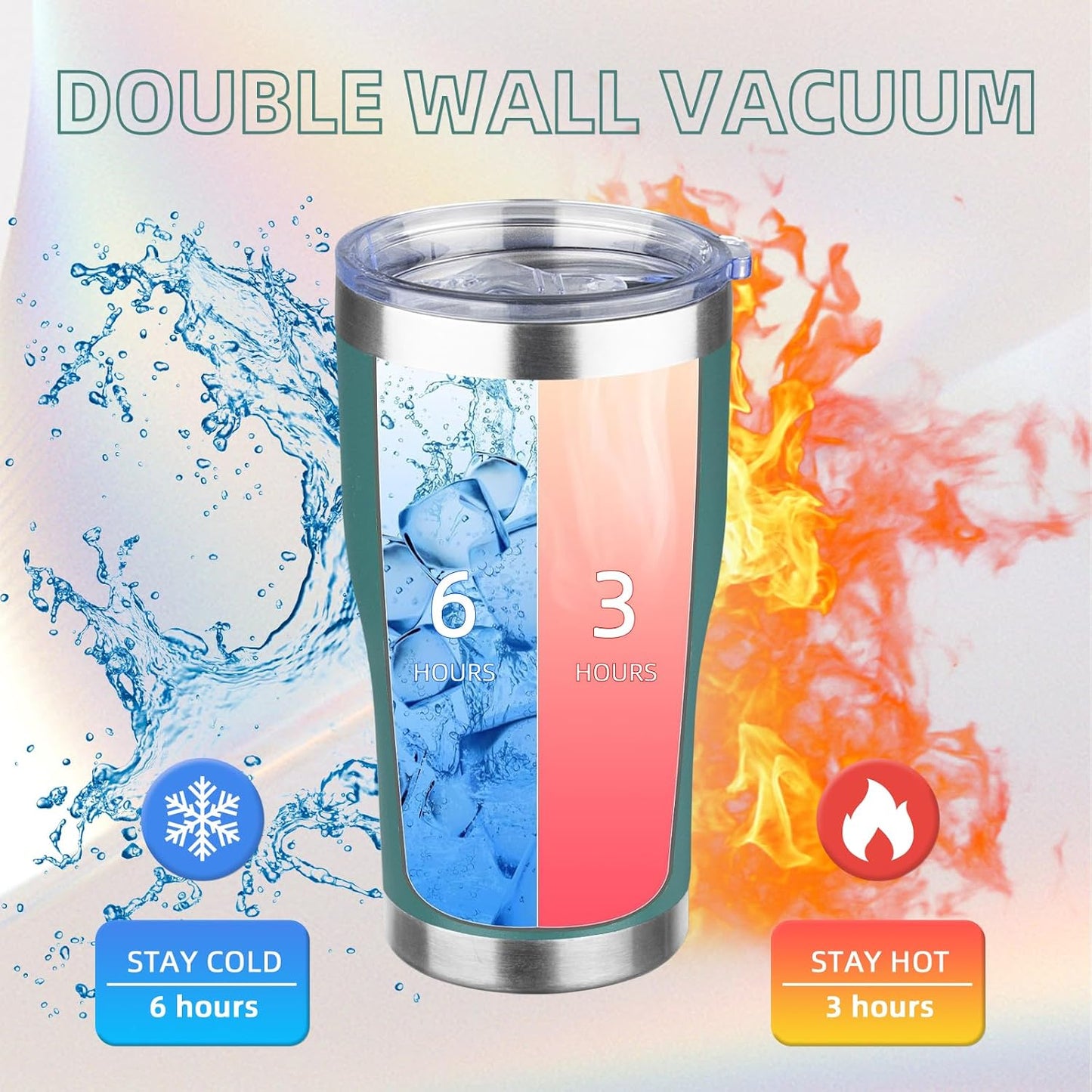 20oz Insulated Tumbler with Lid Straw Travel Coffee Mug Cup (Light/Purple) | Double Wall Vacuum Hot Iced Insulated Cup Stainless Steel Mug Leakproof Powder Coated Metal Tumbler for Men Women